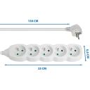 Esperanza ELK207W удлинитель питания, 1.5м, 5 AC розеток, 220-250V, 16A, 3680W, 50Hz, белый