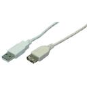 Logilink USB 2.0 papla&scaron;inā&scaron;anas kabelis CU0011, 3 m, 480 Mbit/s, USB A sieviete, USB A vīrietis, pelēks