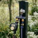 Ūdens sadalītājs ar spiediena regulatoru, FISKARS, 1070577, 2-virzienu, universāls savienotājs, piemērots 3 izmēriem