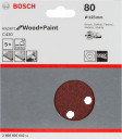 Slīppapīrs,kokam,PEX D=125mm,K80,5 gab., Ekscentra slīpma&scaron;īnām, ekscentra slīpma&scaron;īnām ar putekļu maisu C430 EXPERT FOR WOOD AND PAINT, 2608605642 BOSCH
