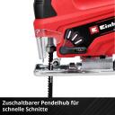 Einhell akutoitega saag TC-JS 18/70 Li 4321280, 18V, 2700/min, 20mm, 45&deg; nurk, 2.5 Ah aku, laadija