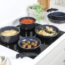 Russell Hobbs Pannu komplekts RH03321EU7, 20cm, 24cm, 28cm, 16cm, 18cm, 20cm, tum&scaron;i zils, alumīnijs, noņemami rokturi