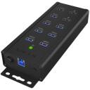 Raidsonic 7-port USB centrmezgls IB-HUB1703-QC3, 7 x USB 3.0, AC 120/230 V, melns, QC 3.0 lādētājs