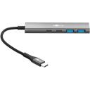 Goobay USB centrmezgls, 76563, 2 x USB 3.2 + 2 x USB-C 3.2, 5 Gbit/s, alumīnija/plastmasas korpuss, plāns dizains