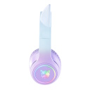 ONIKUMA B90 Blue/Purple spēļu austiņas Bluetooth 5.0/5.3 RGB kaķa ausis mikrofons trīs režīmu bezvadu un vadu 40 mm draiveri līdz ~7.5 st darbības laikam ar 3.5 mm kabeli un USB-C uzlādi zils/violets