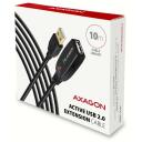 Axagon USB kaabel ADR-210, 10m, aktiivne A-M kuni A-F, 1 x USB 2.0, 1 x USB 3.0, must