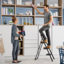 Pakāpienu soliņš salokāms K44 StandardLine / tērauda / 3 pakāpieni, drošības rokturis / melns 034397310 HAILO