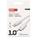 Emos USB кабель SM7015W, 1м, белый, 2.0, 27W, 3A, 480Mbit/s, PVC, сертифицированный MFi, для зарядки/передачи данных