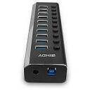 Lindy USB keskjaam 43370, 10 USB 3.0 porti, 5Gbps, 36W v&otilde;imsus, l&uuml;liti igal pordil