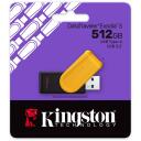 Kingston USB atmintinė DTXS/512GB, 512 GB, USB Type-A, juoda/geltona, sukama, suderinama su Windows, macOS, Linux