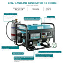 Benzīna / gāzes ģenerators KS 3000G 230V 3000W KONNER & SOHNEN