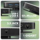 Axagon dokkimisjaam HMC-UFO 9in1 USB-C 10Gbps, 1x HDMI, 2x USB-A, 1x USB-C, 1x RJ-45, 3.5 mm audio, M.2 SSD