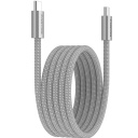 Кабель с подключением USB C к USB C быстрой зарядкой 60 Вт магнитной фиксацией и плетёным покрытием OnWire 60MG C-C 60W Magnet Braided 1 m Светло Серый CND-CCMG60AB15LG CANYON