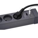Hawk Удлинитель HWPS501GY, 1,5m, 5, 2xUSB, 20W, 545J, 16A, E/F, выключатель, заземление