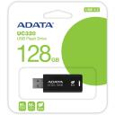 Adata USB zibatmiņa UC320-128G-RBK/BK, 128 GB, USB 3.2 Gen 1, bez vāciņa, melna, 1 gab.