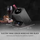 Kompakts brīvi stāvošs vīna dzesētājs vienai pudelei ar precīzu temperatūras uzturēšanu melns 00614 Caso