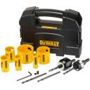 Dewalt Bi-Metal Zāģa Asmeņu Komplekts DT90357-QZ, 10 gab., HSS, 20mm, 25mm, 32mm, 38mm, 51mm, 64mm, adapteris, centrālais urbis
