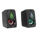 White Shark Garsiakalbiai BEAT GSP-619 2.0, 6W, 2x2 col., 160-20000 Hz, 3,5 mm, USB 5 V, RGB LED ap&scaron;vietimas