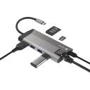 Natec USB-C Multiport Adapter NMP-1690, 0.15 m, 3x USB 3.0, HDMI 4K, RJ45, SD, microSD, USB-C PD