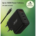 Acer Laadija ZL.ADTCC.00L, 100W, 100&ndash;240V, 3x USB-C, 1x USB-A, must, v&auml;line