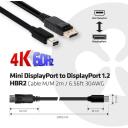 Club3D кабель DisplayPort CAC-2163 Mini DP на DP 2м 21.6 Гбит/с 4K 60Hz, прямой разъем, 1 шт