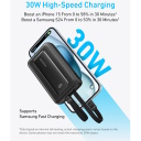 Kompakts un praktisks premium ārējais uzlādes akumulators ar 4 pieslēgvietām USB Lightning 2 × USB-C 10000 mAh 30 W zils A1680031 Anker Zolo