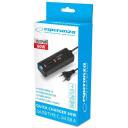 Esperanza Lādētājs EZC109, 60W, 100-240V, 1.2A, 2xUSB 2.0, 2xUSB Type-C, ātrā uzlāde, universāls