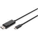 Digitus video adapteris kabelis 2 m AK-300334-020-S, 24 pin USB-C, 20 pin DisplayPort, 8K30Hz, 4K144Hz, MST, bi-direkc.