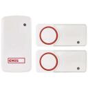 Emos Juhtmeta uksekell P5750.2T, 1 tk, 2 nuppu, 150 m, 10 meloodiat, IP44, 95 dB, self-learning