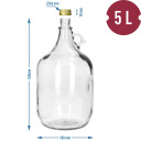 Lady demijohn 5 L su užsukamu dangteliu, be krep&scaron;elio BROWIN 640405 baltas stiklas, auksinis užsukamas dangtelis