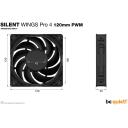 Be Quiet Kompiuterio korpuso ventiliatorius Silent Wings Pro 4 BL098, 120mm, 3000RPM, 142.5m&sup3;/h, 5.31mmH2O, FDB, 4-pin