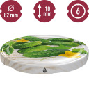 Twist off lid Ø82/6, cucumber graphic BROWIN 136553, 82 mm, 6 hooks, 10 pcs.