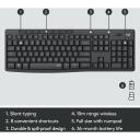 Logitech Клавиатура и мышь MK295 920-009800, беспроводные, 10м, 3 кнопки, батарея клавиатуры AA, батарея мыши AA