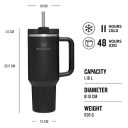 Termokrūze ar salmiņu Stanley The Quencher H2.0 FlowState Tumbler 1,18 L – melna