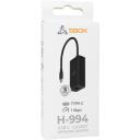 Sbox USB-C Gigabit tīkla adapteris H-994, 1 Gbps, 0,1 m, TYPE-C M, RJ-45 F, Cat 5e, melns