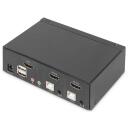 Digitus KVM l&uuml;liti DS-12870, 3840 x 2160, 2xUSB, 3.5mm heli sisenemine/v&auml;ljumine, metallkorpus