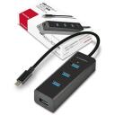 Axagon USB keskseade HUE-S2C, 40 cm, 4 porti, 49 g, USB 3.0, USB aku laadimine v 1.2