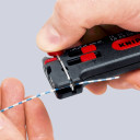 Mini vadu noņēmējs, KNIPEX, 12 80 100 SB, precīza noņem&scaron;ana, regulējams garuma ierobežojums 4.0 - 15.0 mm, piemērots vara vadiem &Oslash; 0.3 - 1.0 mm