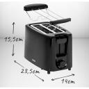 Mesko Toaster MS 3220, 750 W, 2 pesa, plastkorpus, must, 6 pruunimisastet, automaatne v&auml;ljal&uuml;litus