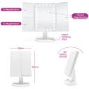 Rio Kokkuvolditav LED meigikpeegel MMFD-WH-EU/1,3, 2x/3x, USB 5V, 180&deg; p&ouml;&ouml;ratav, puutetundlik aktiveerimine