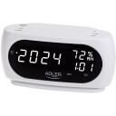 Adler LED kell termomeetriga AD 1186w, 9V, 230V, 50Hz, LED, valge, must, &auml;ratuskell, temperatuurin&auml;idik, niiskuse n&auml;idik