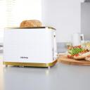 Petra Tosteris PT5032WVDE, 930W, balta, zelta, elektroniskā vadība, atkausē&scaron;ana, izņemama drupaču paplāte, atkārtota sildī&scaron;ana