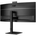 Aoc monitor CU34E4CW, 3440 x 1440, 120 Hz, 4 ms, 350 cd/m&sup2;, 2xHDMI, USB-C, 90W PD, 5MP kaamera, KVM, must