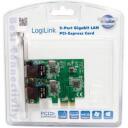 Logilink tīkla karte PCI Express 2x Gigabit LAN PC0075, 2x Gigabit Ethernet, 1000 Mbit/s, vadu savienojums