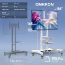 Onkron TV alus TS1881-W, 50-86 tolli, maksimaalne koormus 105.9 kg, k&otilde;rguse reguleerimine 1350-1650 mm, 2 riiulit, 4 ratast