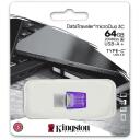 Kingston DataTraveler microDuo 3C DTDUO3CG3/64GB, 64 GB, 200 MB/s, USB Type-A/Type-C, lilla
