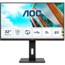 Aoc ЖК монитор U32P2, 31,5", VA, 3840 x 2160, 60 Гц, 4 мс, 2x HDMI, USB 3.2 хаб