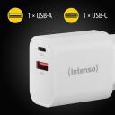 Intenso maitinimo adapteris USB-A/USB-C/7803012, Įėjimo įtampa 100-240 V, Maksimali i&scaron;ėjimo įtampa 20 V, 2 i&scaron;ėjimai
