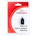 Gembird USB Type-C uz USB Type-A adapteris A-USB2-CMAF-01, 0.1m, melns, 1 gab.