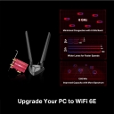 AXE5400 Wi-Fi 6E Bluetooth 5.3 PCIe adapteris, TP-Link, Archer TXE75E, 2&times; augstas jaudas tri-band antenas, 11ax: līdz 2402 Mbps